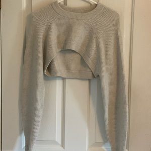 H&M medium beige sweater, mostly sleeves.